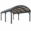Abri voiture 500 x 300 x 250 cm en acier noir avec toit incurvé en polycarbonate fumé
