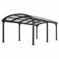 Abri voiture 500 x 300 x 250 cm en acier noir avec toit transparent