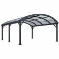 Abri voiture 500 x 300 x 250 cm acier noir toit en polycarbonate arqué