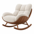 Fauteuil à bascule 100 x 85 x 98 cm en tissu bouclette écru et bois marron style contemporain