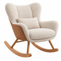 Fauteuil à bascule 110 x 75 x 105 cm bouclette écru et effet cuir marron style contemporain