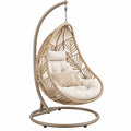 Fauteuil suspendu 105 x 105 x 195 cm en rotin beige avec support métal style bohème