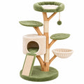 Arbre à chat 60 x 60 x 135 cm en bois vert et beige avec griffoirs et plateformes