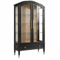 Vitrine 100 x 45 x 190 cm en bois noir et verre avec tiroir style classique