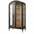 Vitrine 90 x 45 x 190 cm noir marron en verre et bois pour rangement style classique