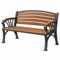 Banc de jardin 125 x 65 x 88 cm en bois et métal marron noir avec accoudoirs